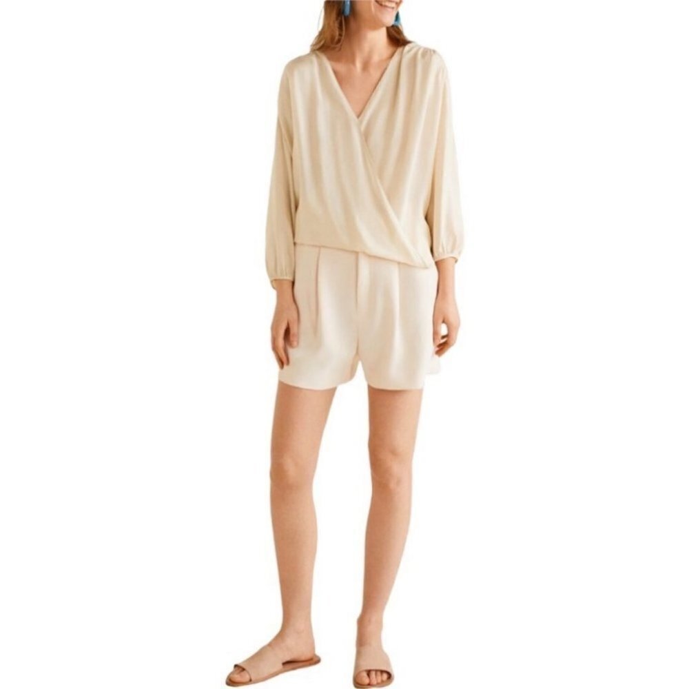 Mango Lace Appliqué Blouse Size L